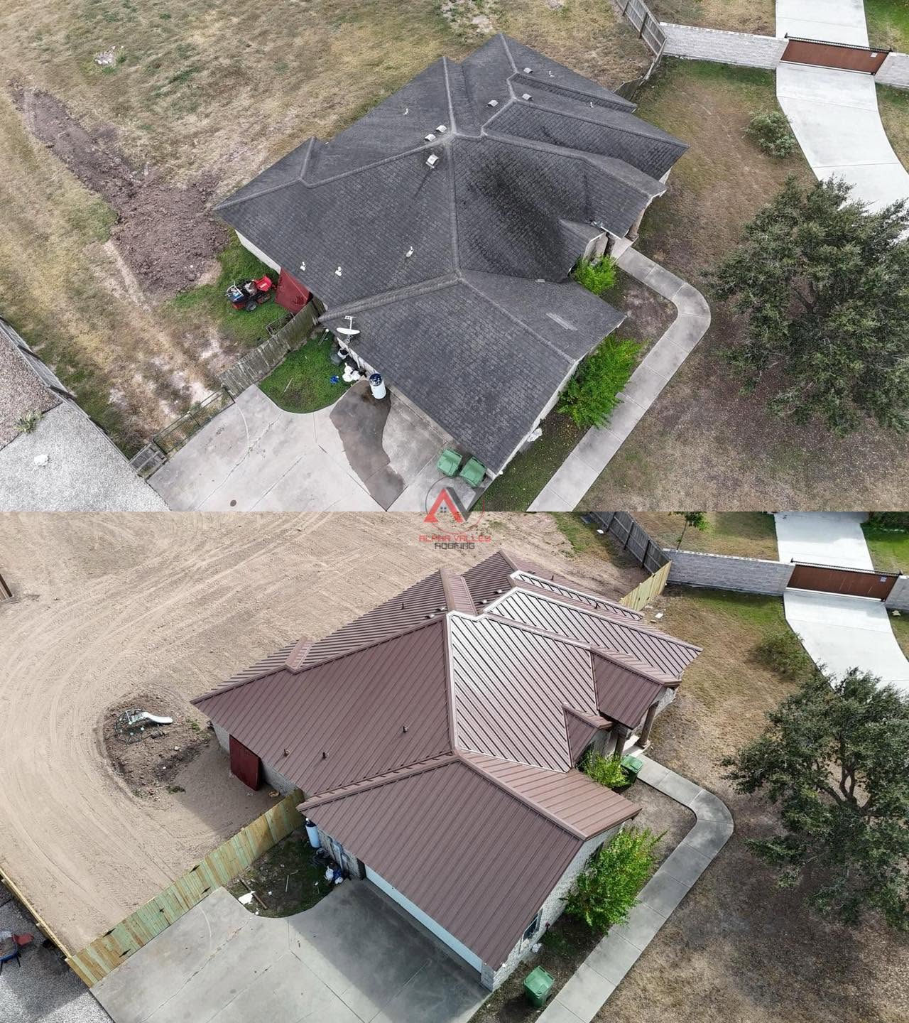 Brown Standing-Seam Metal Upgrade before and after