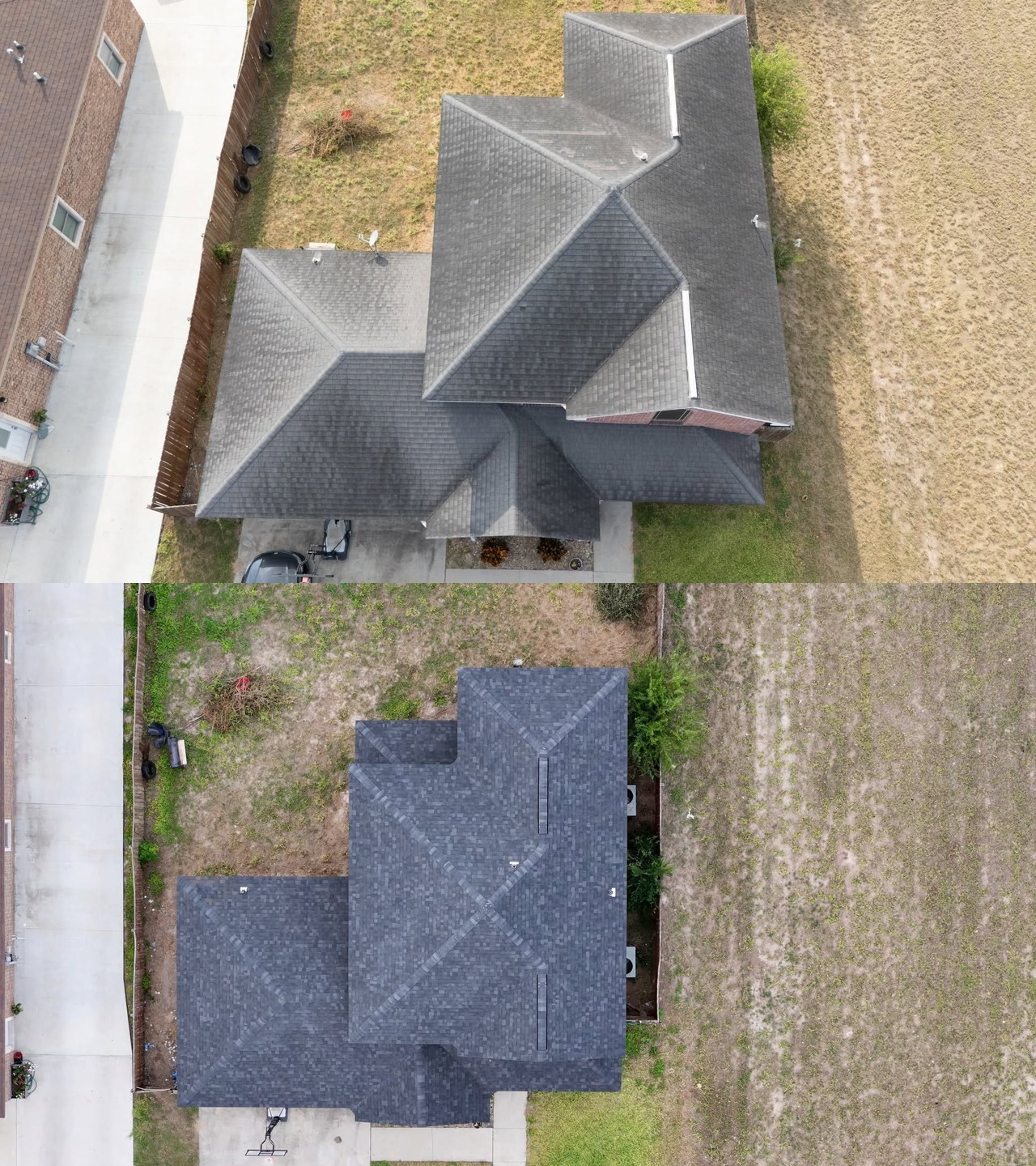 Two-Story Shingle Replacement before and after