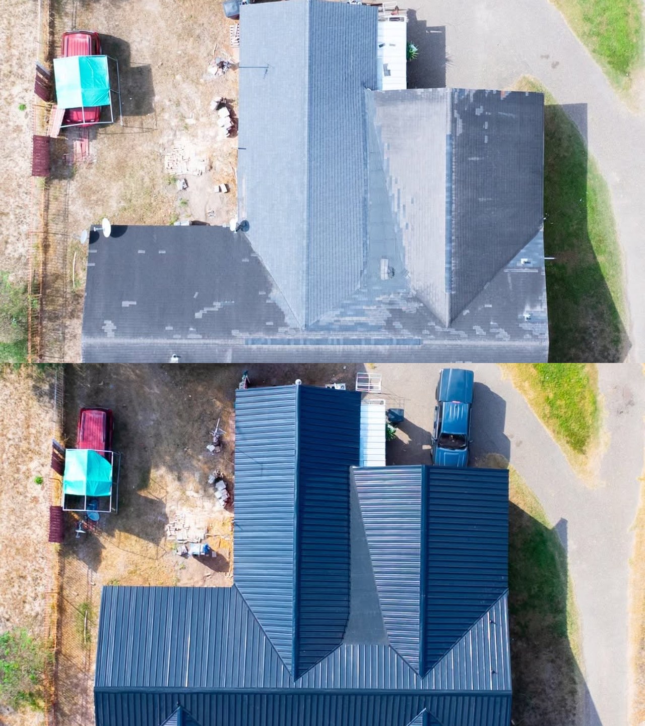 Charcoal Metal Roof Transformation before and after